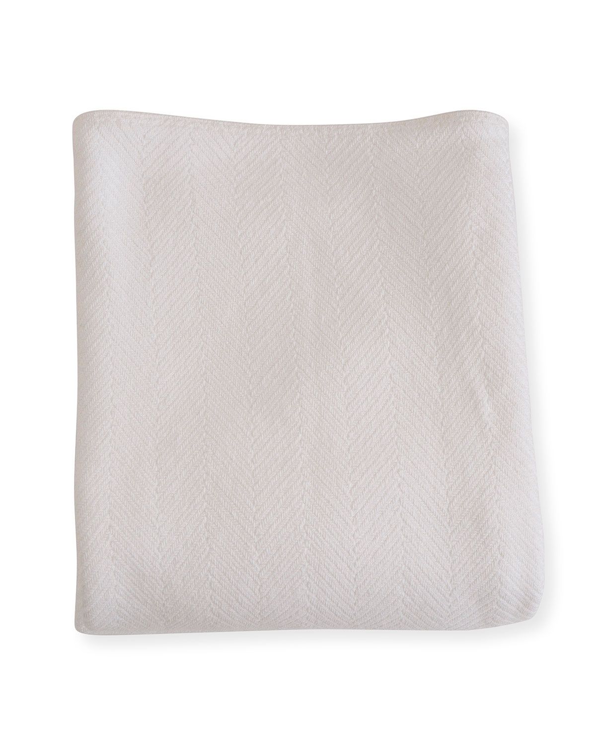 Herringbone Cotton Blanket, Bright White | Horchow