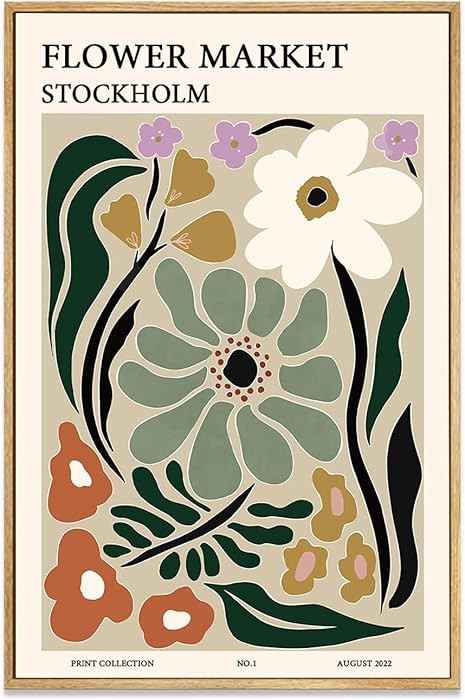 Zzuyi Framed Flower Market Wall Art,Green Vintage Botanical Canvas Wall Decor Paintings,Boho Flor... | Amazon (US)
