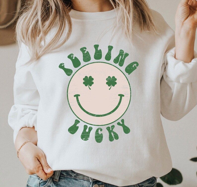 Feeling Lucky Smile Face Sweatshirt. Happy St Patricks Day | Etsy | Etsy (US)