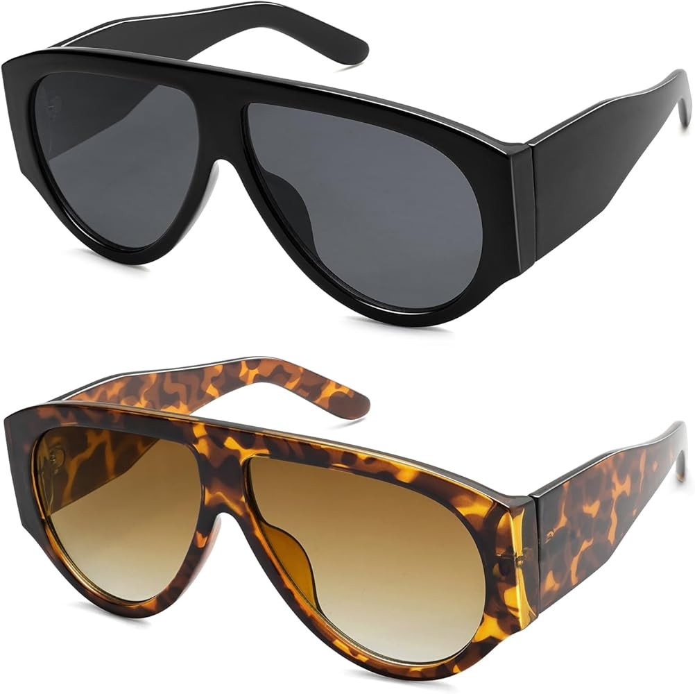 Oversized Retro Aviator Sunglasses Womens Mens 70s Classic Vintage Sun Glasses AR82227 | Amazon (US)