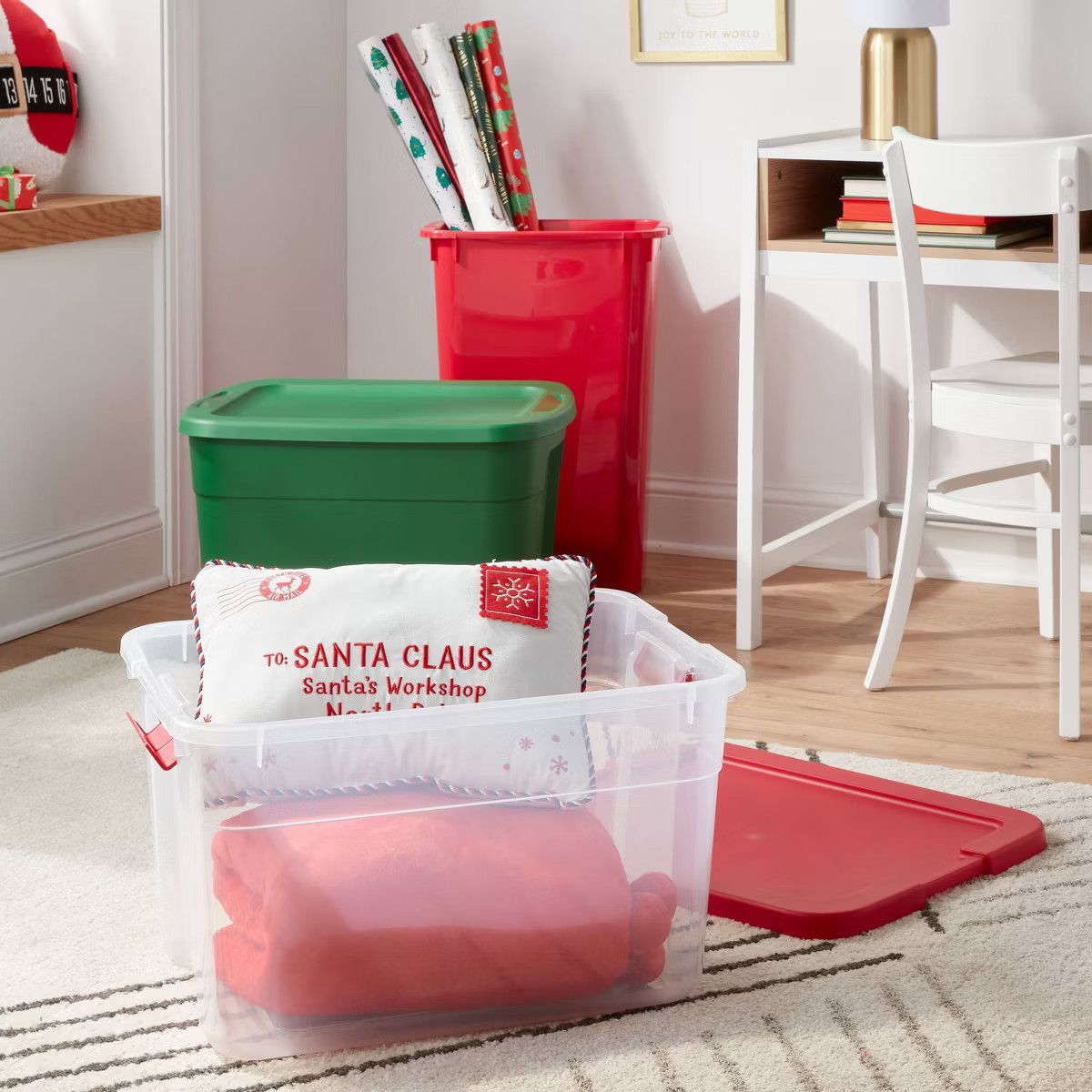 66qt Latching Clear Storage Box - Clear Base Rocket Red Lid and Latch - Brightroom™: Stackable ... | Target