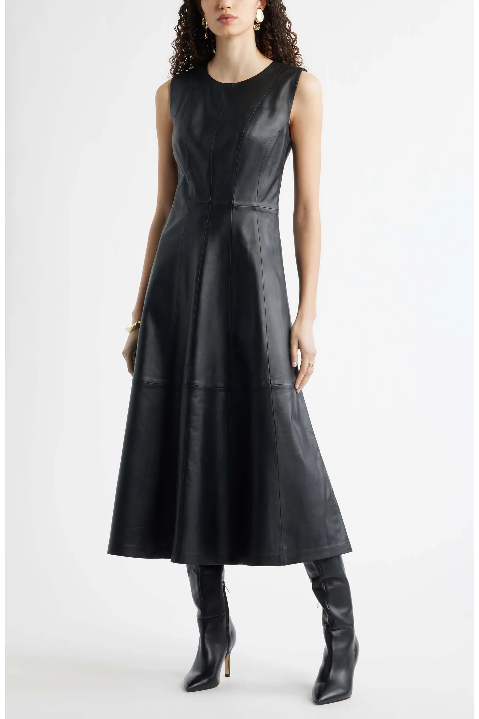 Seamed Leather Midi Dress (Women) | Nordstrom | Nordstrom