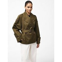 French Connection Cotton Blend Cropped Boxy Trench Coat | Very (UK)