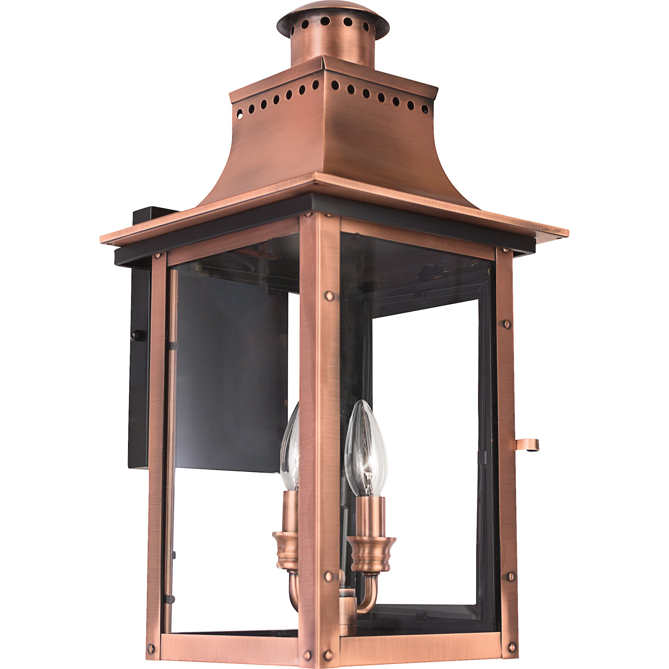 Quoizel Chalmers Outdoor Wall Lantern, 19 Inch 2-Light Aged Copper Vintage Wall Sconce, French Co... | Amazon (US)