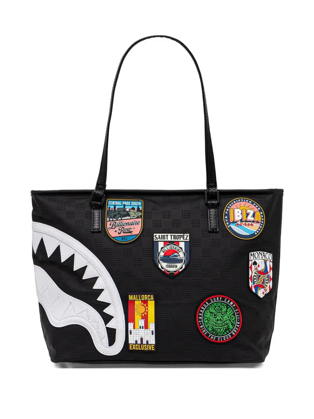 Sprayground shark-tooth perforated tote bag - Black | Farfetch Global