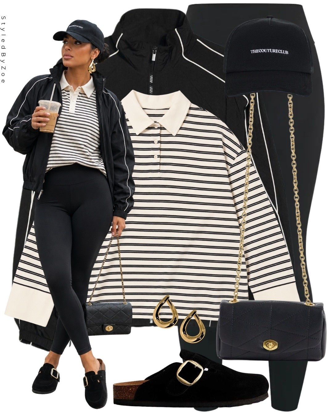 Black and cream athleisure done properly. Striped rugby polo layered under a longline windbreaker, black leggings, Birkenstock Boston clogs, a quilted chain bag and gold drop earrings🤍 this is the everyday casual outfit formula that looks effortlessly put together. Comfortable enough for a coffee run, stylish enough to actually be seen in. Everything linked and shoppable on my LTK. 🖤🤍

#autumn #autumnoutfits #windbreaker

#LTKuk #LTKautumn #LTKjeans