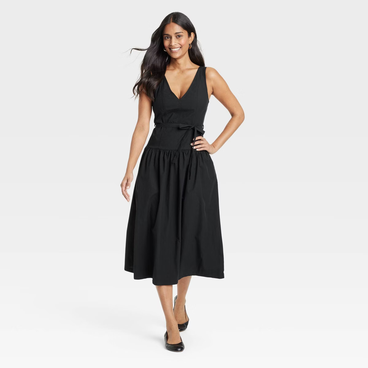 Women's Tie-Waist Midi A-Line Dress - Universal Thread™ | Target