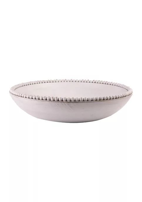 Large Whitewashed Wood Beaded Serving Bowl | Belk