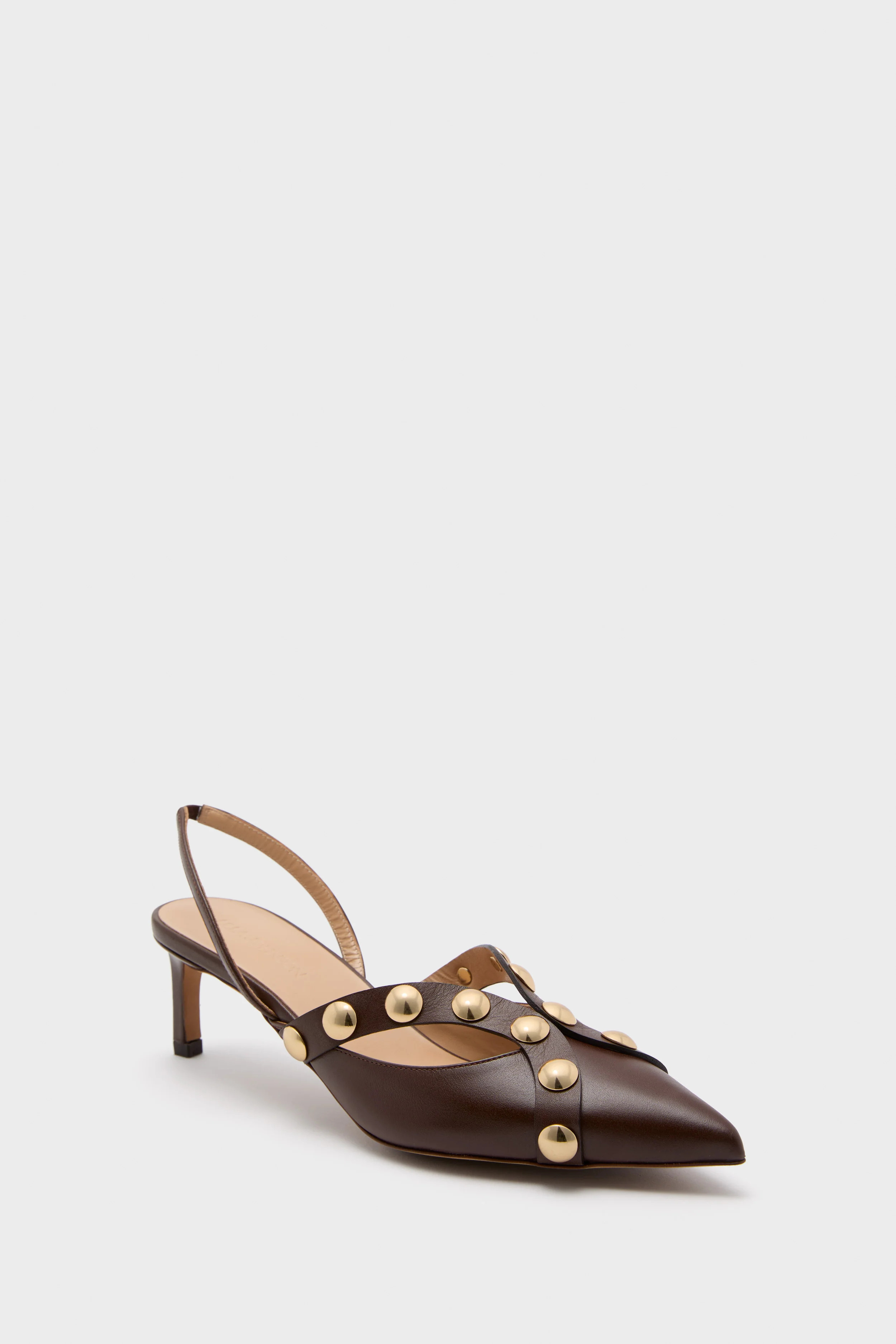Dark Brown Vendome Studded Kitten Heels | Tuckernuck (US)