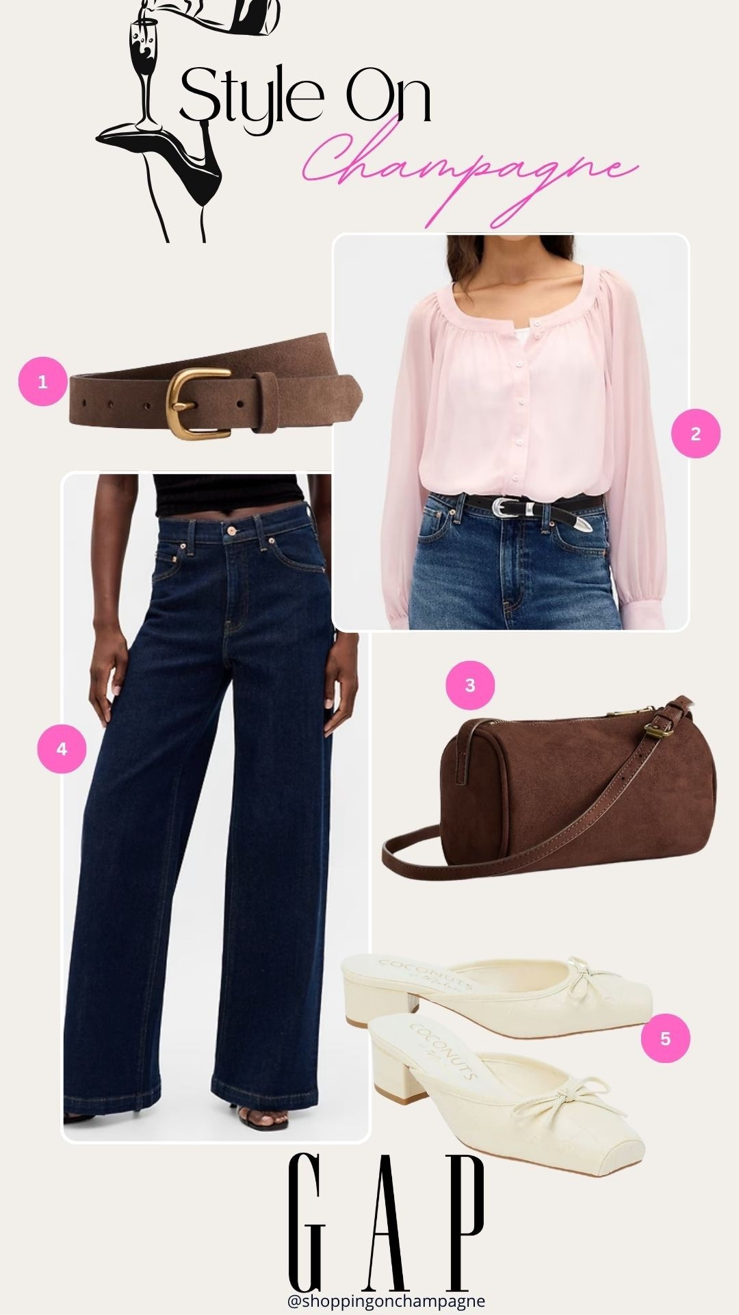 Soft, feminine, and timeless. This GAP look pairs a blush pink blouse with dark denim for an effortless everyday outfit. Add a suede belt and matching bag for texture, then finish the look with cream block heels for a touch of charm.

[gap, pink blouse, dark denim jeans, suede belt, brown crossbody bag, cream heels, fall outfit, everyday style, casual chic, feminine outfit, capsule wardrobe, soft neutrals]

#LTKFindsUnder100 #LTKOver40 #LTKFindsUnder50