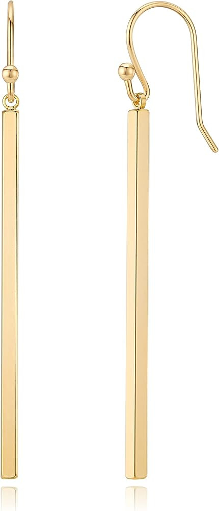 Minimalist 14K Gold Plated Long Vertical Bar Drop Earrings | Amazon (US)