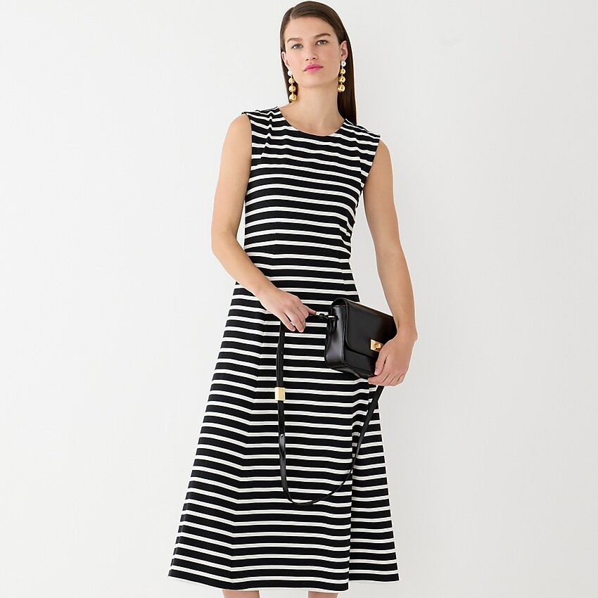 Cap-sleeve knit midi dress in stripe | J. Crew US