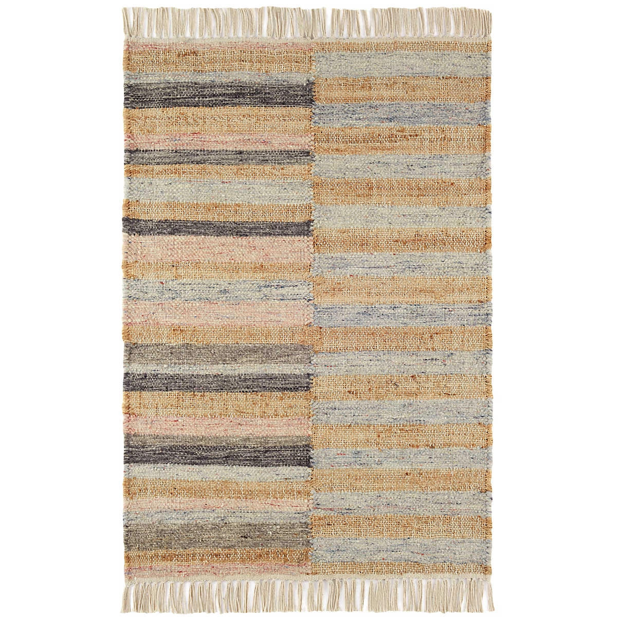 Ravel Stripe Blue Handwoven Wool Rug | Annie Selke