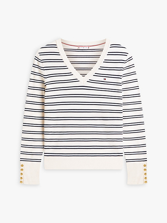 Fine Knit Jersey V-Neck Jumper | Tommy Hilfiger UK