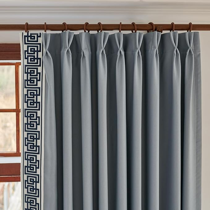 Greek Key Curtains, 108 Inches High, Blackout Pinch Pleat Curtains for Bedroom Living Room Club T... | Amazon (US)