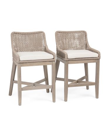 Set Of 2 Indoor Outdoor Grid Weave Rope Counter Stools | Chairs & Seating | Marshalls | Marshalls