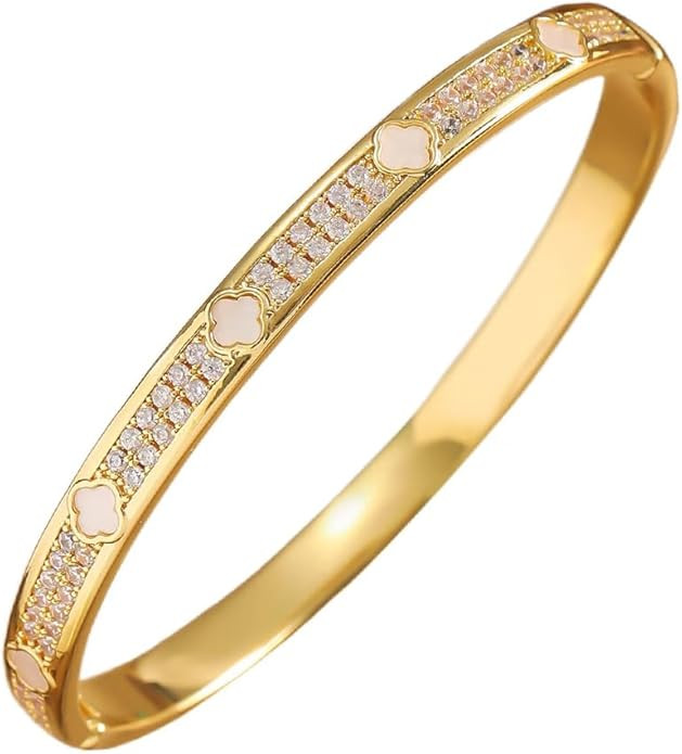 Dainty Bangle Bracelet for Women Personalized Cubic Zirconia Love Bracelets Tiny Waist Oval Bangl... | Amazon (US)