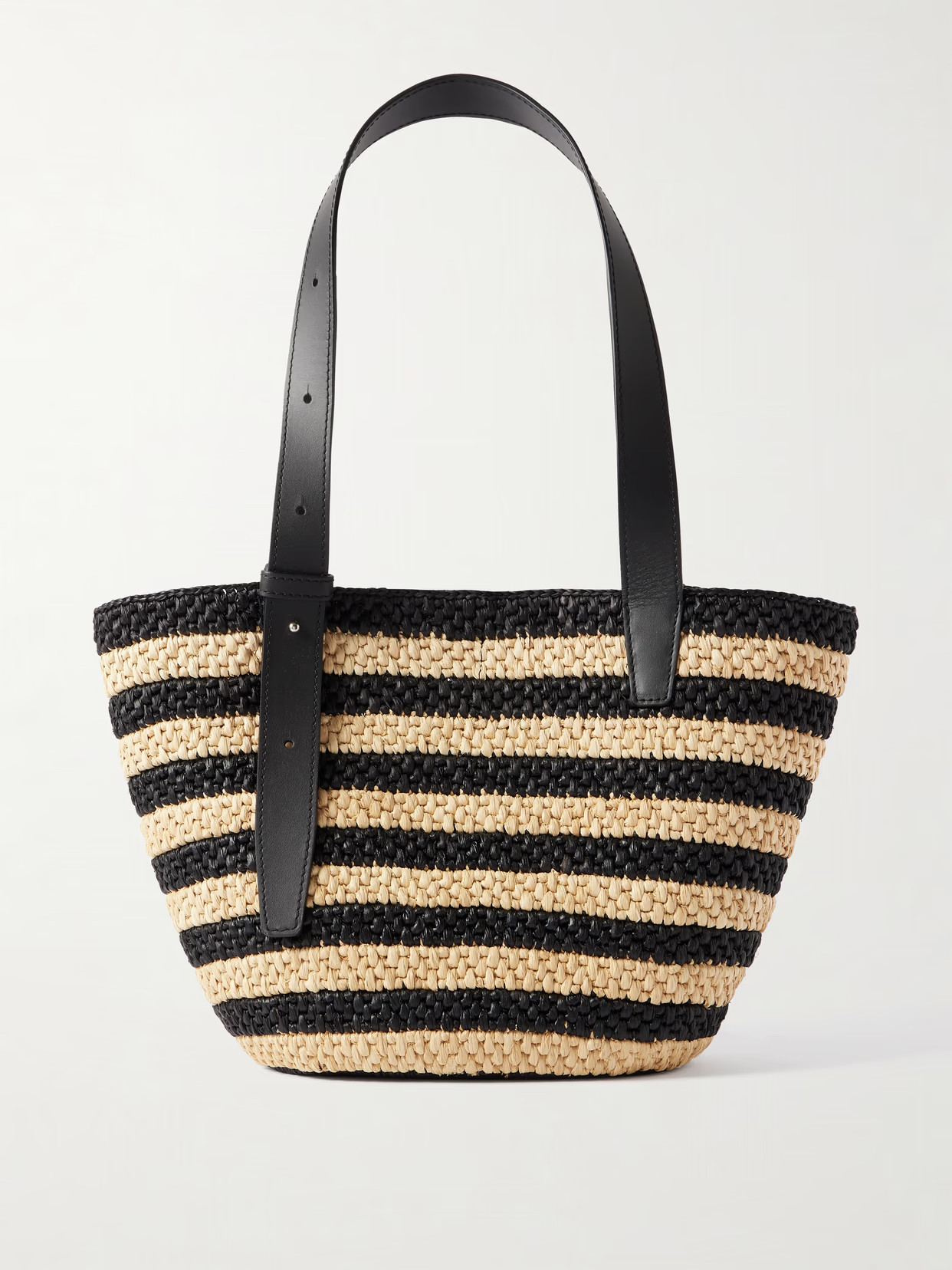LIÉ STUDIO - The Bianca Small Leather-trimmed Striped Raffia Tote - Neutrals | NET-A-PORTER (US)