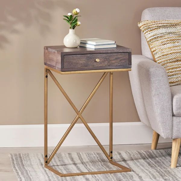 Esperanza 26'' Tall Solid Wood C Table End Table with Storage | Wayfair North America
