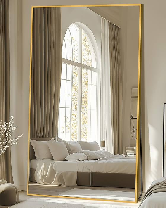 Full Length Mirror, 86"x46" Oversized Floor Mirror for Bedroom, Living Room, Cloakroom, Gold | Amazon (US)