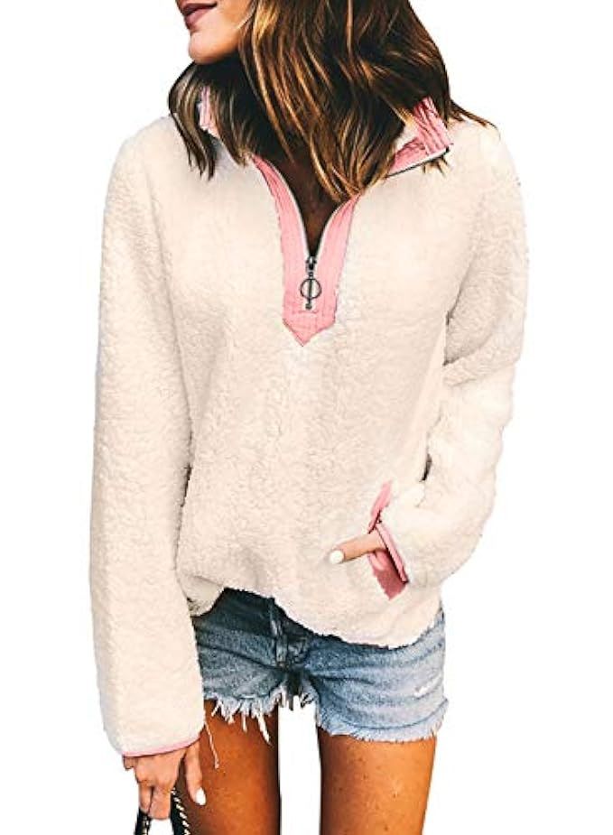 Dearlovers Womens Long Sleeve Solid Zipper Sweatshirt Fleece Pullover Hoodie Coat | Amazon (US)