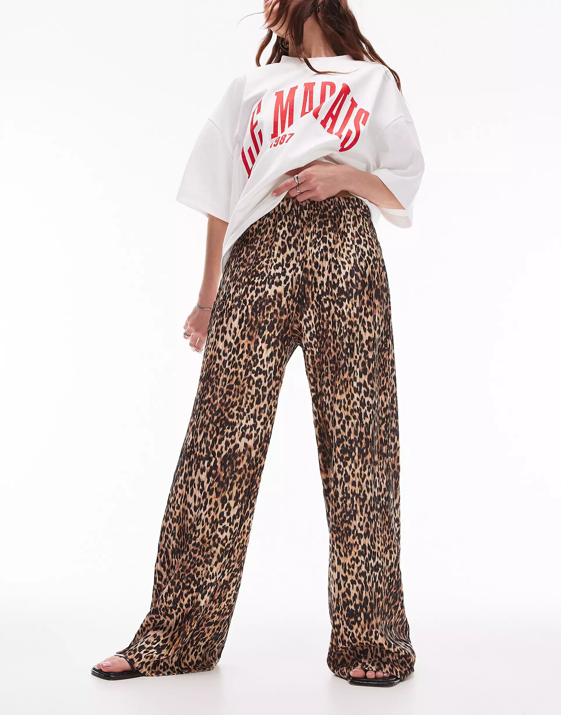 Topshop leopard print plisse trouser | ASOS (Global)