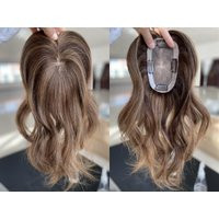 Light Volume Hair Topper 3x5"" Mono-Filament Base Pre-styled 12"" Medium Brown Dimensional 120% Density Premium Real Human | Etsy (US)