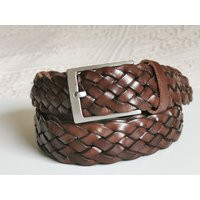 Vintage Braided Leather Belt, 80's Brown Woven Genuine High Waist Hippie Boho Size 100 cm | Etsy (US)