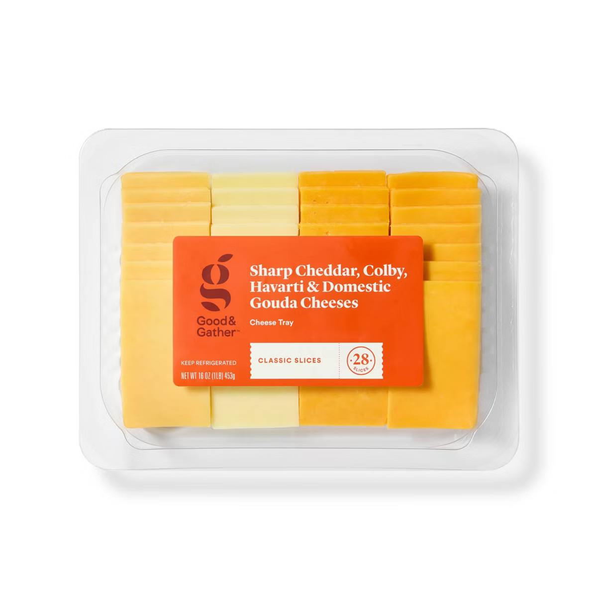 Sharp Cheddar, Colby, Havarti & Domestic Gouda Cheese Slice Party Tray - 28ct/16oz - Good & Gathe... | Target