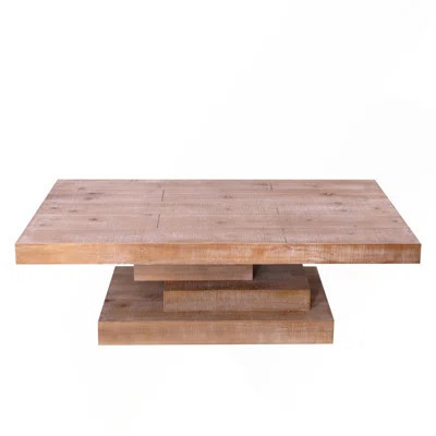 Modern Rustic Wood Coffee Table ,Farmhouse Style Coffee Table,Wood Block Base Coffee Table, Living Room Furniture,Rectangular Wood Center Table | Wayfair North America