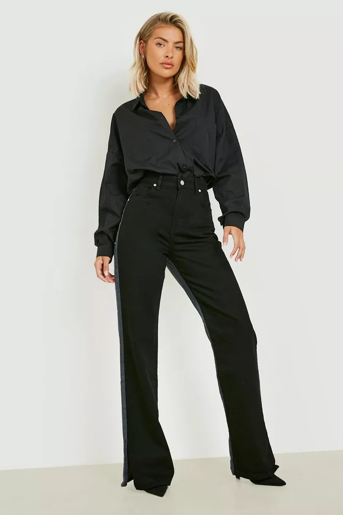 High Waisted Spliced Split Hem Jeans | Boohoo.com (UK & IE)