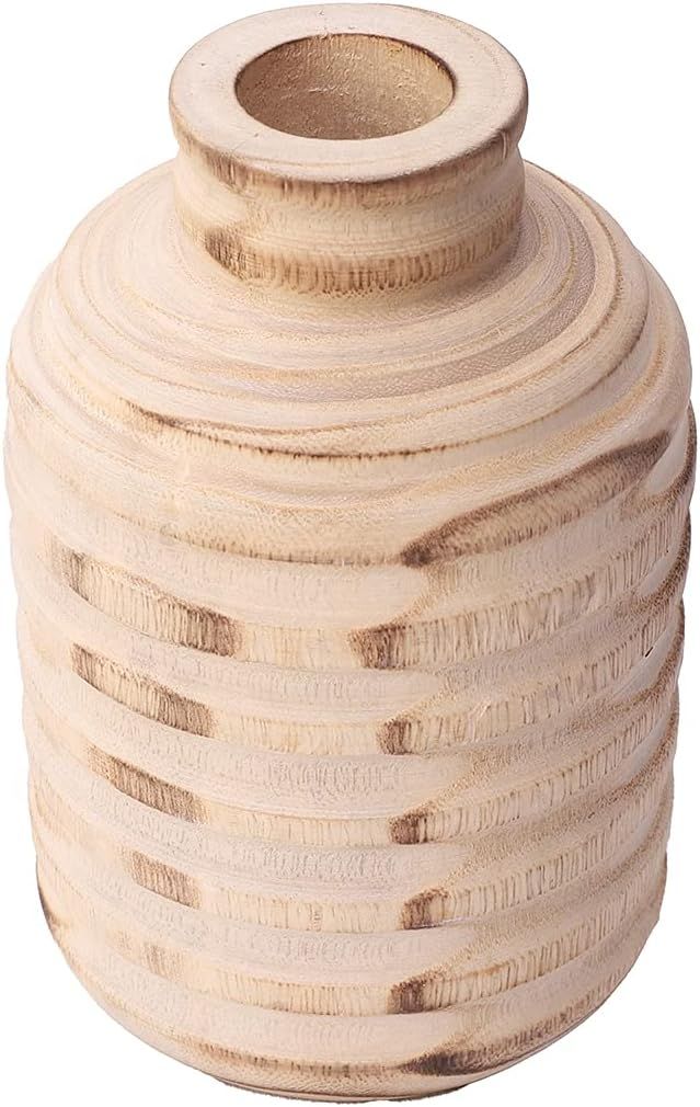 Athaliah Wooden Flower Vase,6×4In(H×W) Solid Handmade Natural Wood Vases Modern Rustic Tribal C... | Amazon (US)