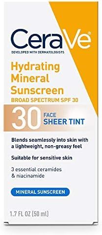 CeraVe Tinted Sunscreen with SPF 30 | Hydrating Mineral Sunscreen With Zinc Oxide & Titanium Diox... | Amazon (US)