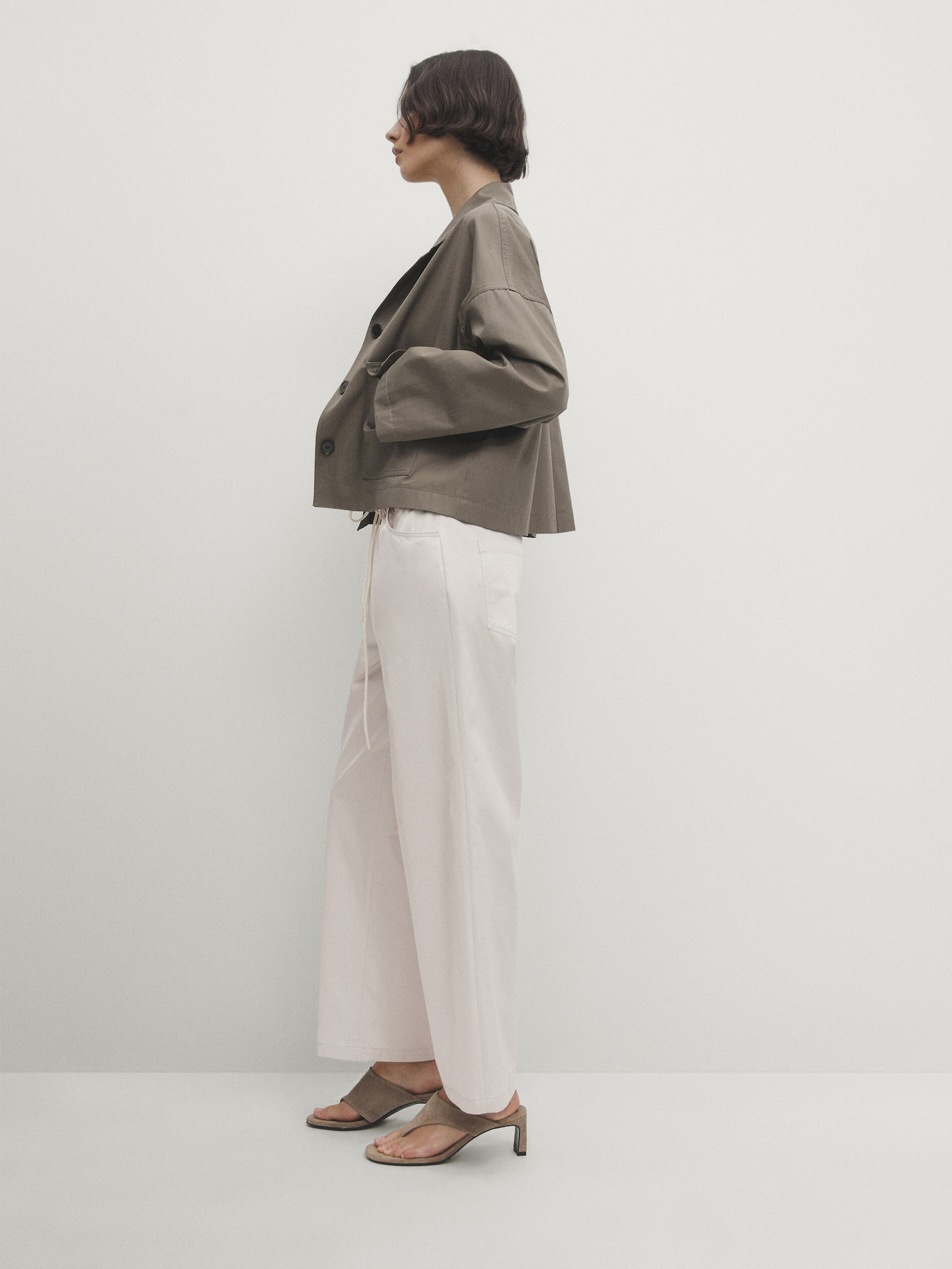 Jogger fit poplin trousers with drawstrings | Massimo Dutti US