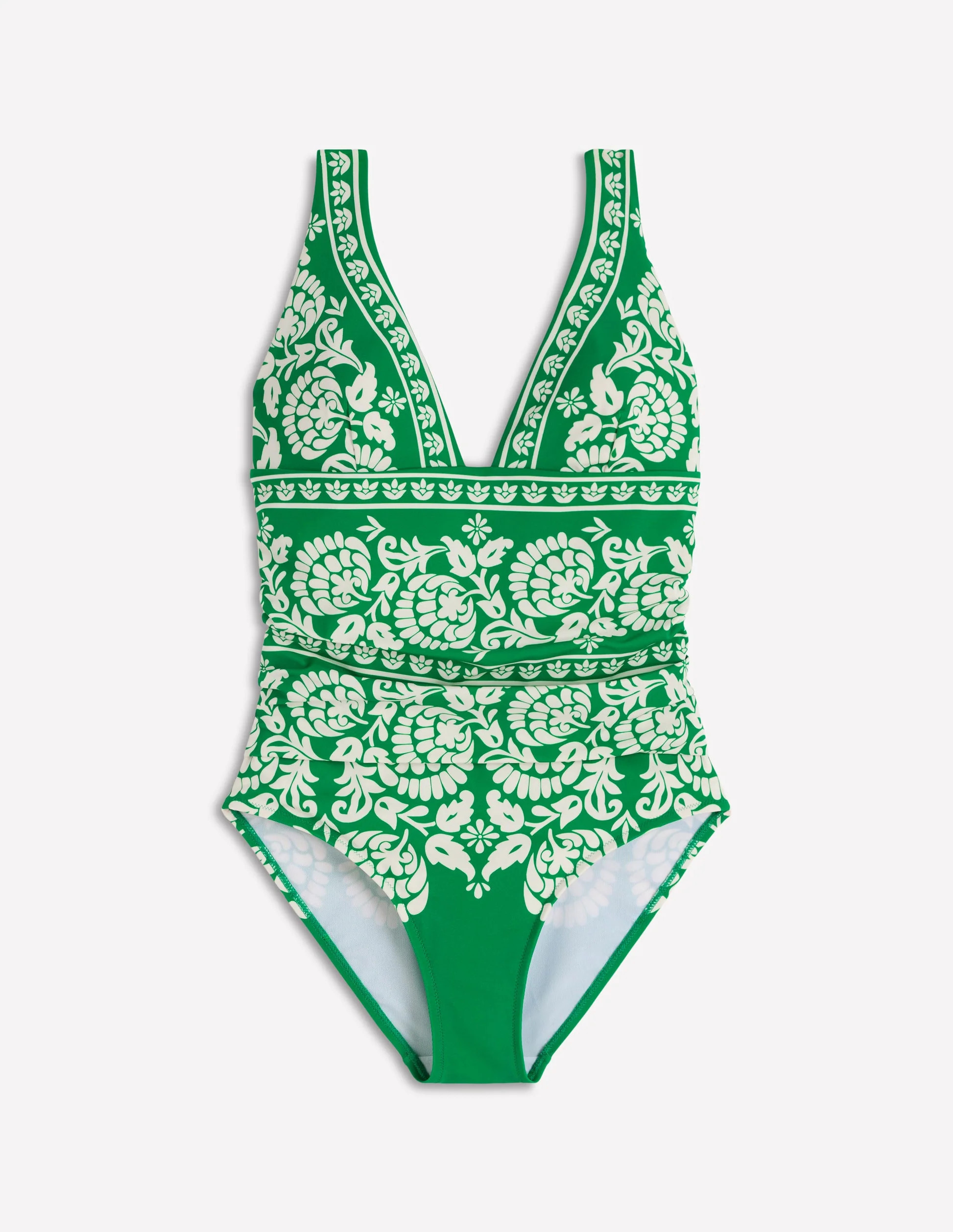 Mykonos Deep V Swimsuit-Sangria Sunset, Daisy Blossom | Boden (US)