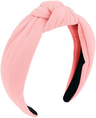CURASA Headbands For Women Girls Pink Non Slip Knotted Headband Wide Preppy Fashion Hairband Top ... | Amazon (US)