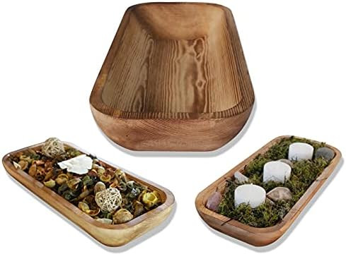 JAEP Pine Wooden Dough Bowl, Hand Carved Wooden Bowl, Oblong Rustic Antique Tray for Home/Kitchen... | Amazon (US)