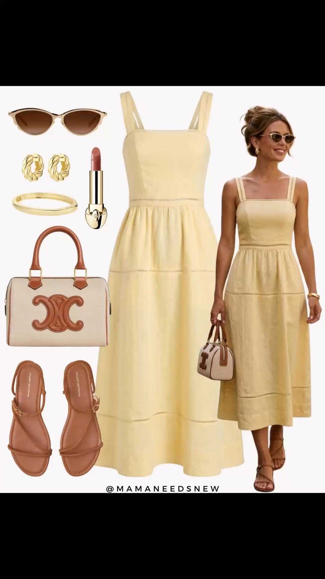 A summer outfit with a dress, strappy sandals, top handle bag 💛🤎

#LTKootd #LTKSeasonal #LTKSaleAlert