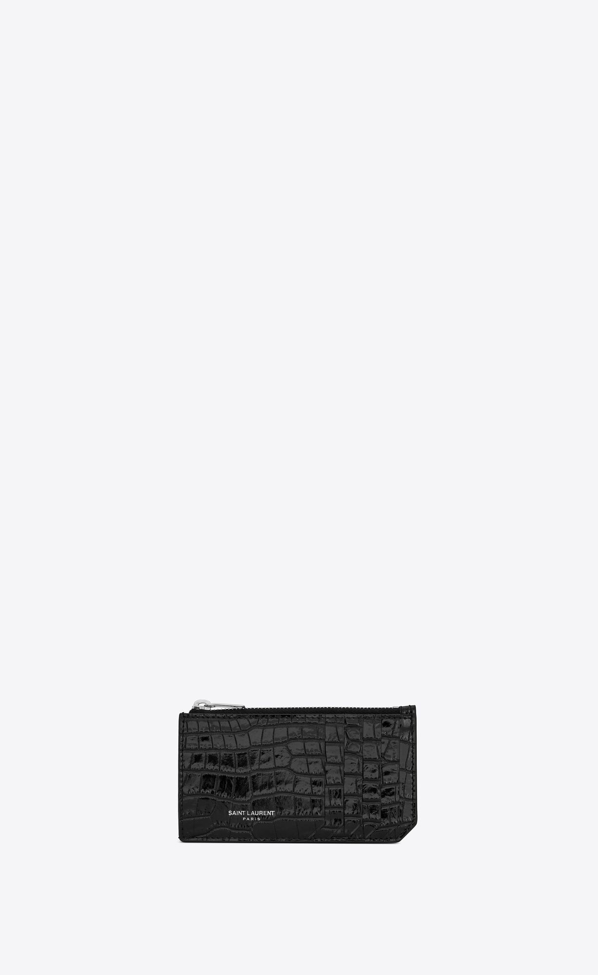 fragments zipped card case in crocodile embossed shiny leather | Saint Laurent Inc. (Global)