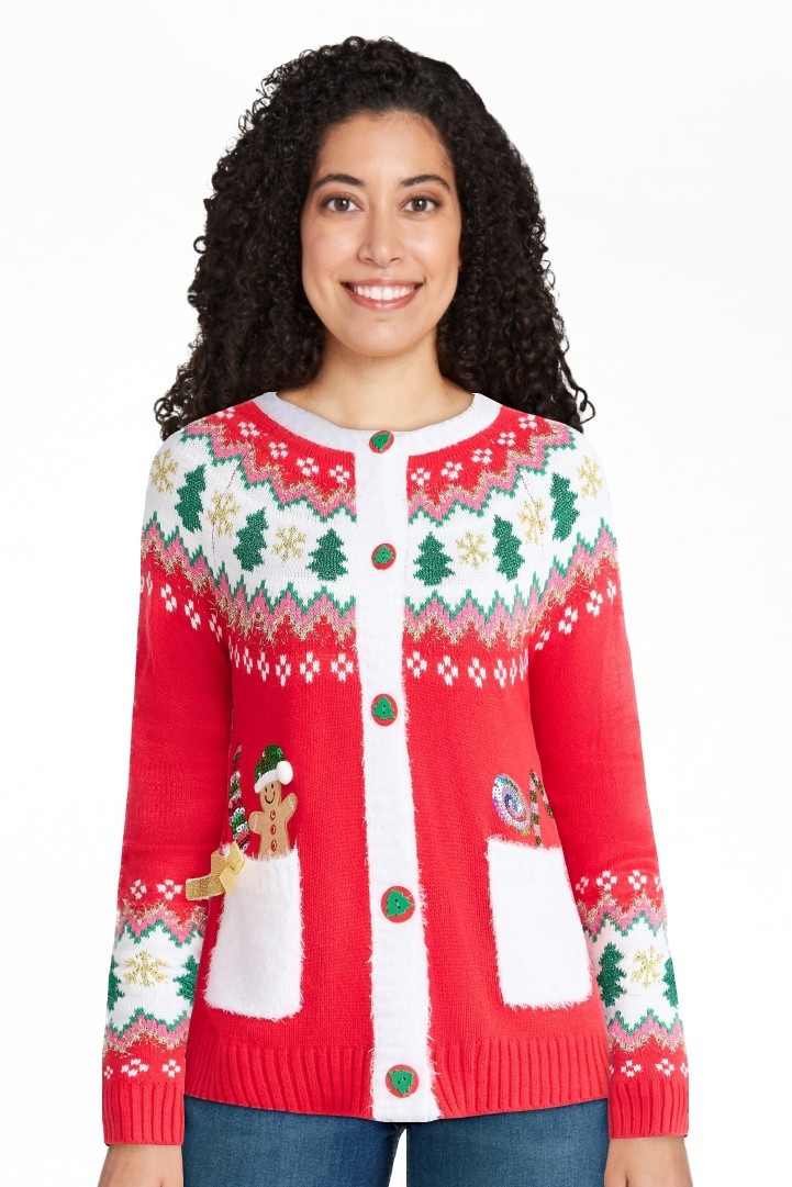 Cárdigan Navideño con Botones Delanteros Embellecidos para Mujer de Holiday Time, Tallas XS-XXX... | Walmart (US)