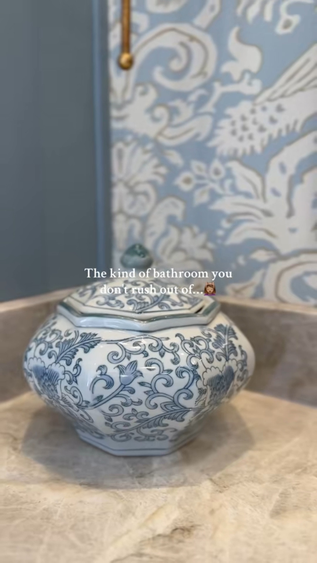 Turning our master bath into a timeless grandmillennial luxury retreat—wallpaper, brass & gold tones, ginger jars, and yes…a SAUNA! When luxury meets legacy 💙✨  taj mahal quartzite #GrandmillennialStyle #BathroomGoals #TimelessDecor #MrsEvansPlace #HomeInspo #LuxuryMakeover #wallpaper #luxurybathroom

#LTKOver40 #LTKHome #LTKShoeCrush