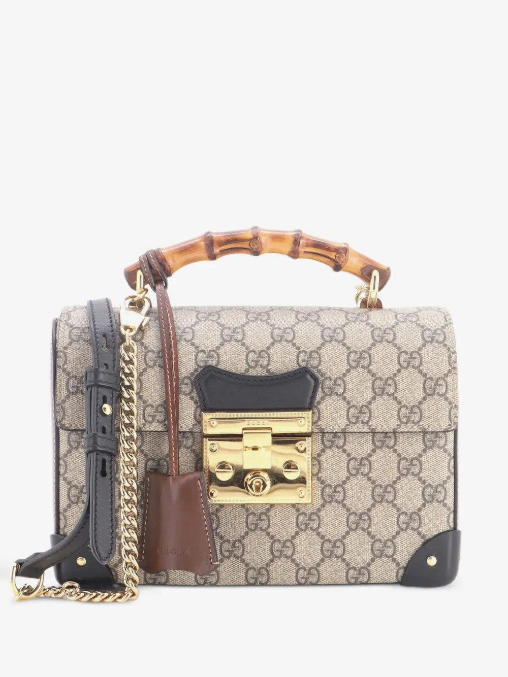 Gucci Pre-Owned Padlock Bamboo GG Coated Canvas Small shoulder bag - Brown | Farfetch Global