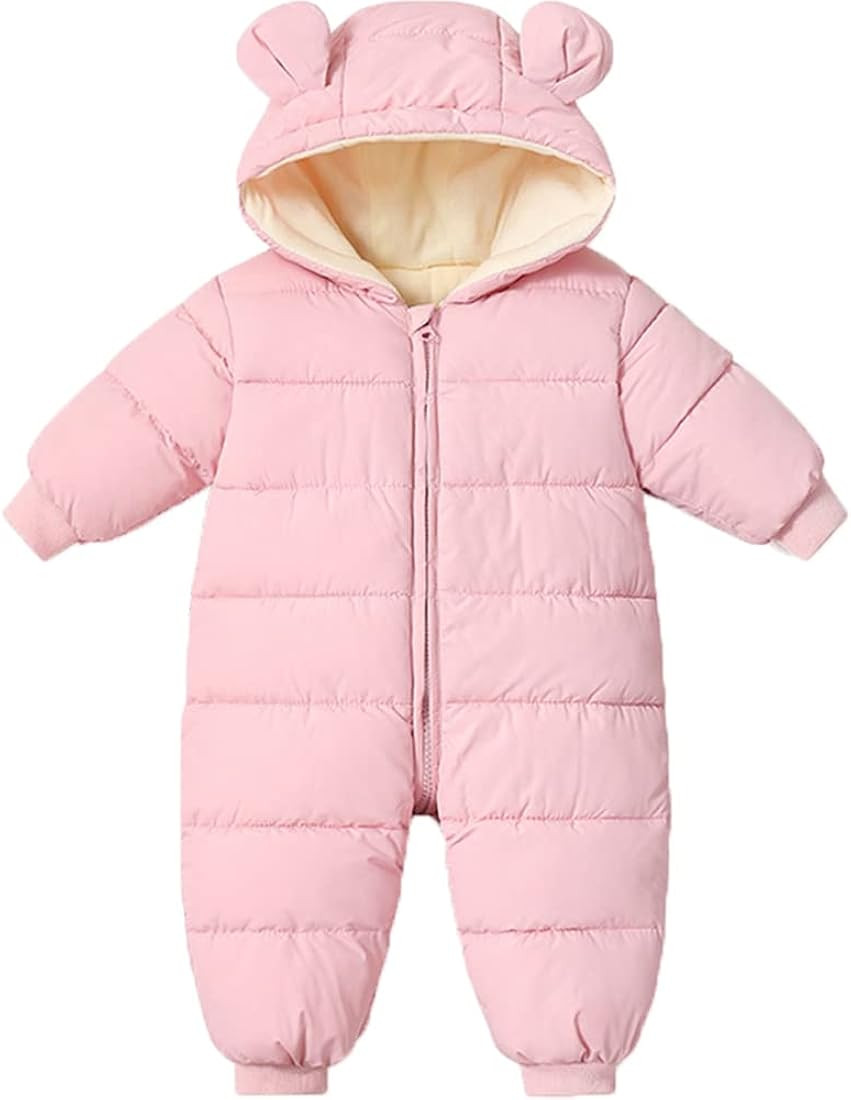 Infant Toddler Snowsuit Cute Baby Bear Suit Newborn Winter Coat Warm Hooded Jumpsuit for Boys Gir... | Amazon (US)