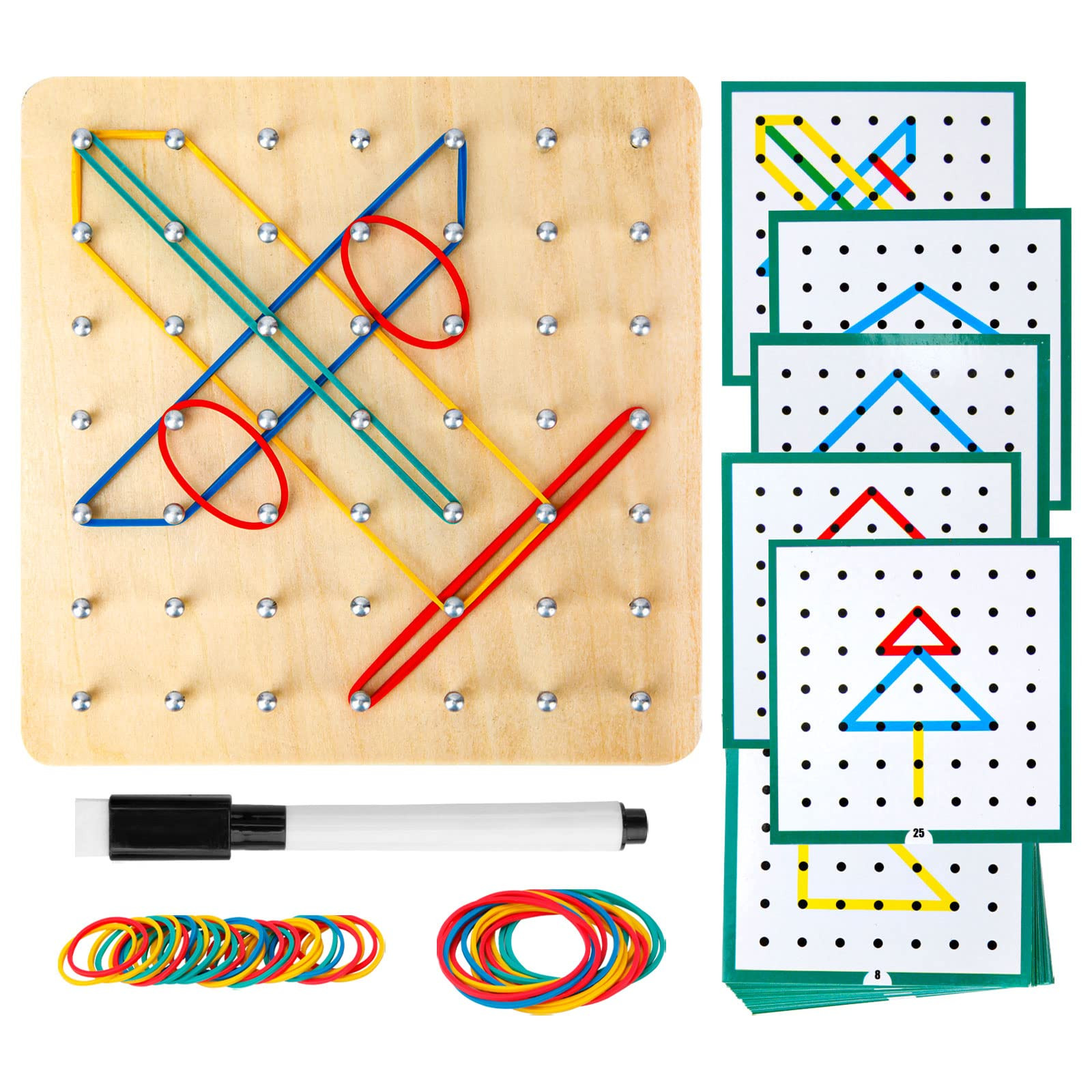 HEELWIRE Wooden Geoboard,Montessori Toy,Graphical Mathematical Education Toy for Kids with Patter... | Amazon (US)