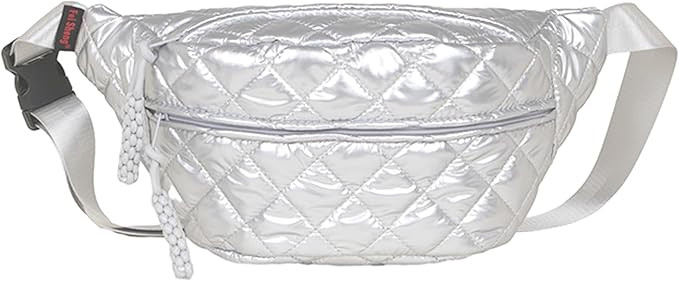 TWO KAT Metalic Quilted Chest Fanny Pack Crossbody Bag with Multi Pockets & Adjustable Strap, Fas... | Amazon (US)