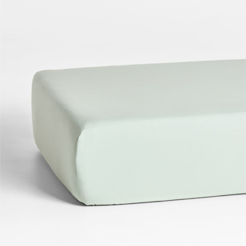 Cozy Cloud Muted Teal Washed Organic Cotton Baby Fitted Crib Sheet + Reviews | Crate & Kids | Crate & Barrel