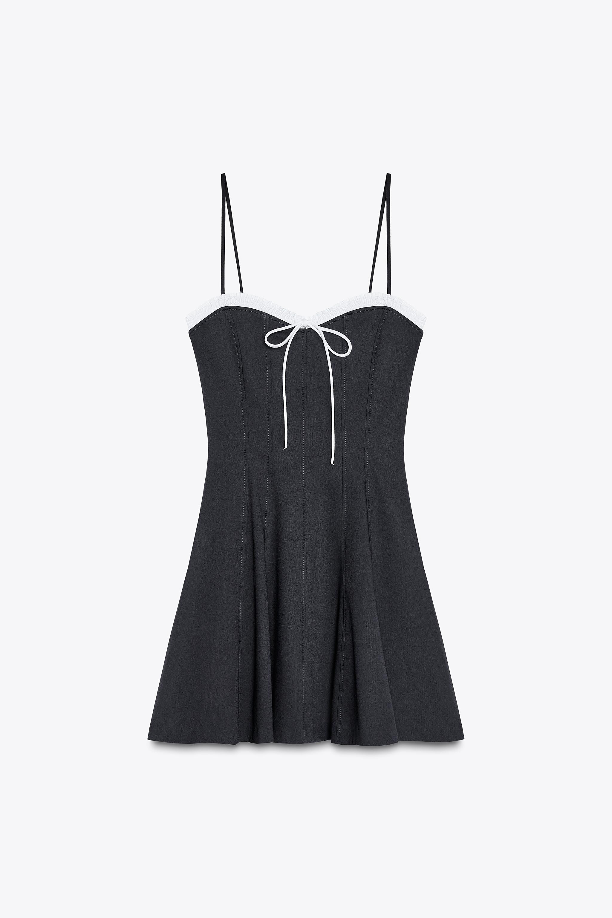 VESTITO CON SPALLINE E VOLANT CON FIOCCO | Zara IT