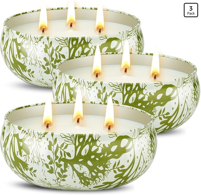 3 x 12oz Citronella Candle Outdoor 3 Wick Soy Wax Citronella Candle Set Jar Candle Up to 240hrs B... | Amazon (US)