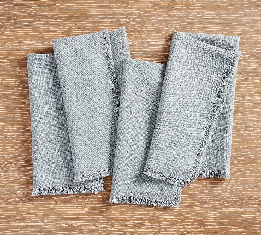 Frayed Oversized Linen Napkins - Set of 4 | Pottery Barn (US)