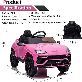 SEGMART 12V Kids Ride On Car Licensed Lamborghini Urus Electric Car for Kids Vehicle Toy/Parent R... | Amazon (US)